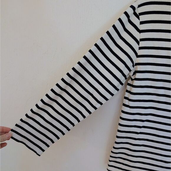 Saint James Meridien Breton Striped Long Sleeve Shirt White Black S (US 34) - Picture 3 of 8